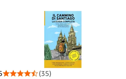 Copertina di "Il Cammino di Santiago: La Guida Completa". Un pellegrino con zaino guarda la cattedrale. Scopri quanto dura il cammino di Santiago e come organizzarlo.
