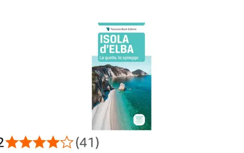 Copertina guida "Isola d'Elba: La guida, le spiagge", con foto di una spiaggia incantevole e mare cristallino.