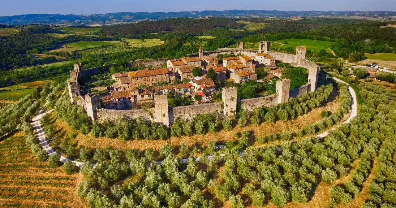 Borgo medievale fortificato su una collina, circondato da uliveti e vigneti. Un gioiello da scoprire tra le cose da vedere vicino Pisa.