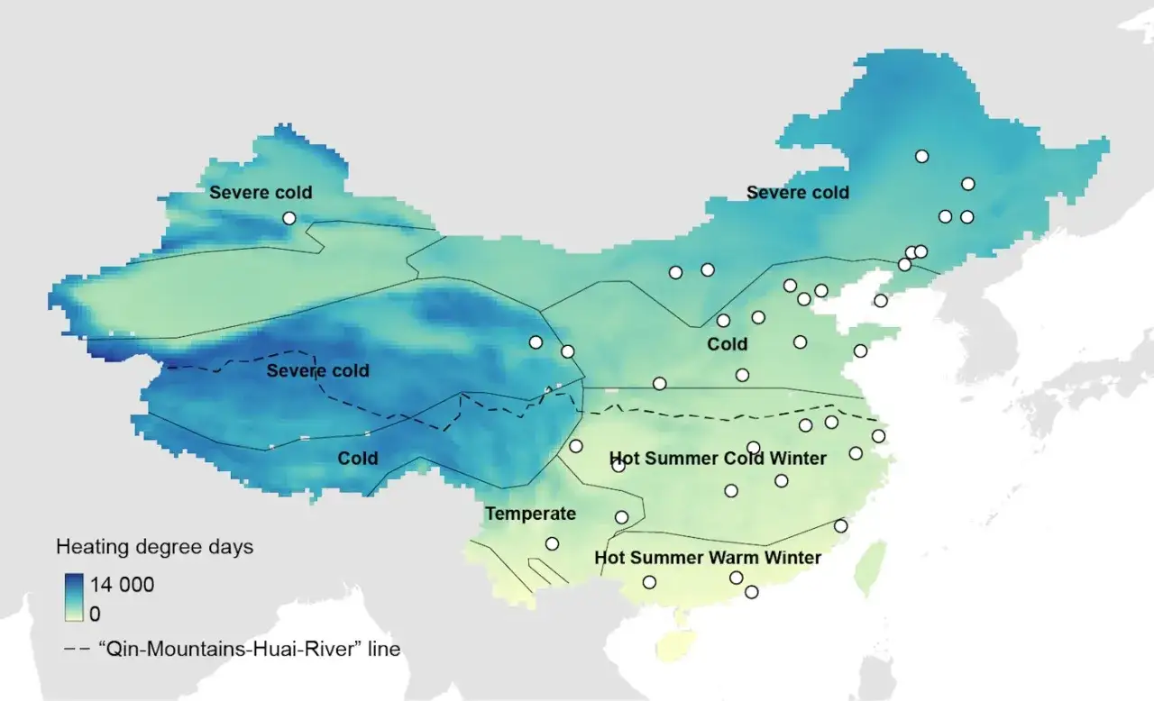 Mappa climatica della Cina con zone